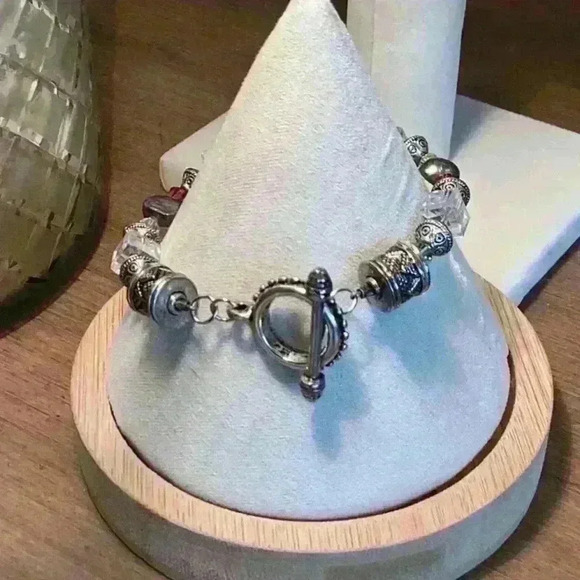 Sivler and Muti Colored Stretch Bracelet - Picture 2 of 5